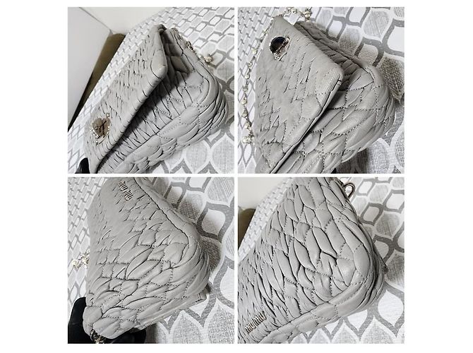 Borsa a Spalla Miu Miu Matelassé Decorata con Cristalli Ash Grigio - vista 11