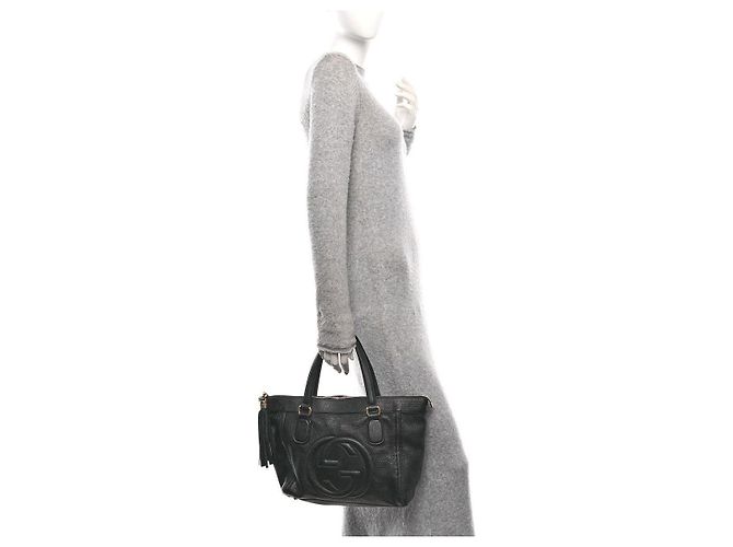 Borsa piccola Soho in pelle di vitello granulata nera GUCCI Nero - vista 11