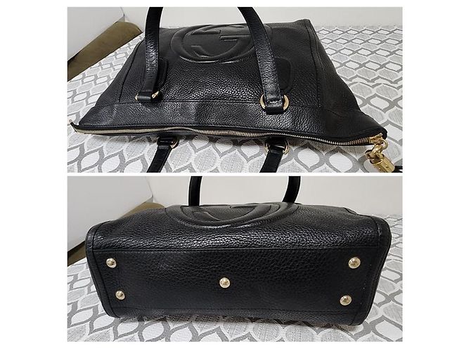 Borsa piccola Soho in pelle di vitello granulata nera GUCCI Nero - vista 6