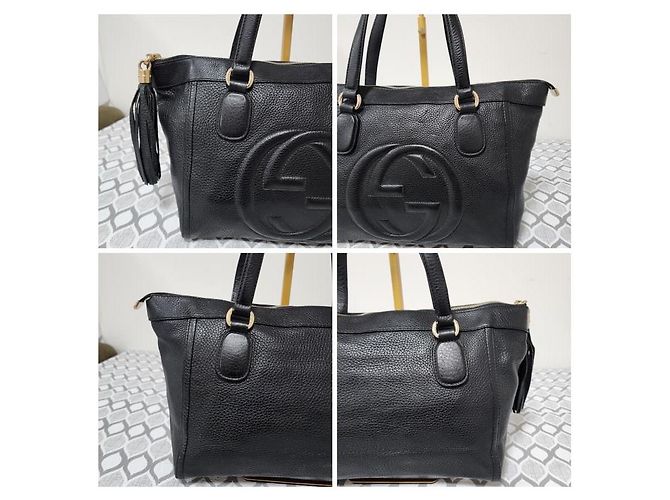 Borsa piccola Soho in pelle di vitello granulata nera GUCCI Nero - vista 7