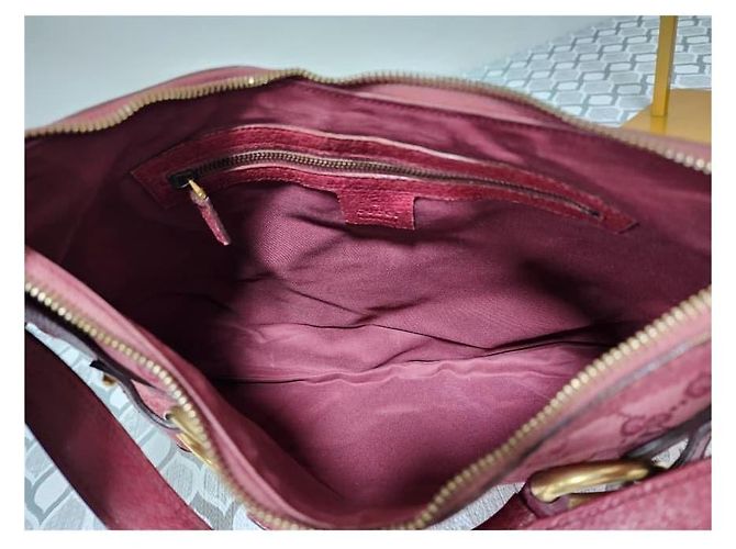 Borsa hobo Gucci GG in tela e pelle con morsetto rosa - vista 9