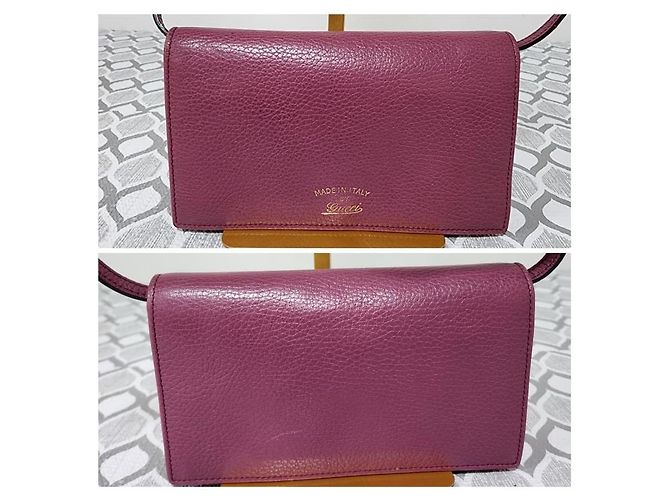 Borsa a tracolla Gucci in pelle Pebble Magenta - vista 3