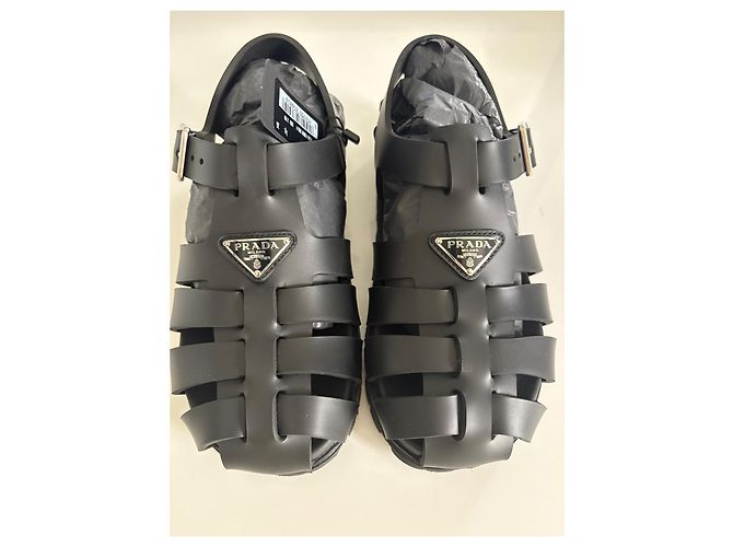 Sandali gladiatori Prada Soft Cage in gomma nera Nero - vista 2