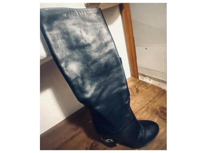 Botas altas de piel negra Casadei Negro - vista 3