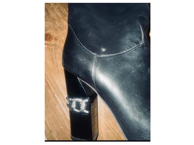 Botas altas de piel negra Casadei Negro - vista 7