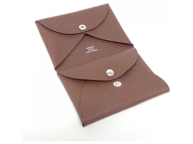 Monedero de cuero Epsom Hermès Castaño - vista 2