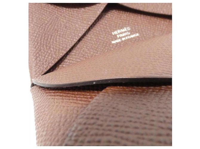 Monedero de cuero Epsom Hermès Castaño - vista 3