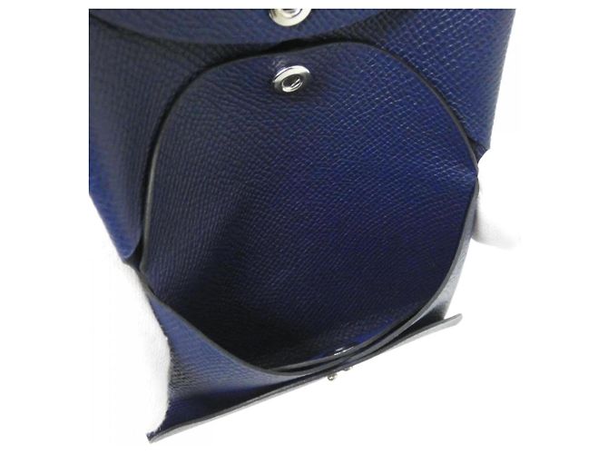 Estojo para moedas Calvi Duo da Hermès em couro Epsom azul Azul marinho - vista 3