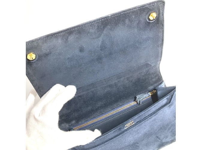 Borsa clutch vintage Hermès con pattina in blu navy - vista 11