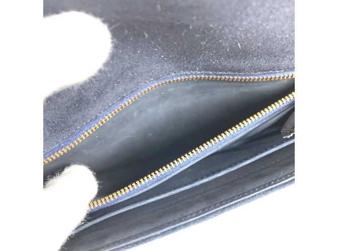 Borsa clutch vintage Hermès con pattina in blu navy - vista 13
