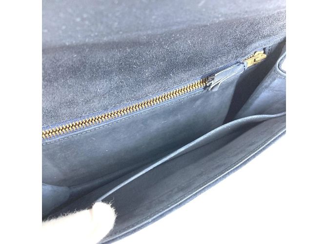 Borsa clutch vintage Hermès con pattina in blu navy - vista 14