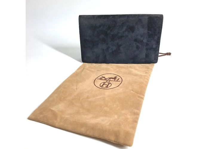 Borsa clutch vintage Hermès con pattina in blu navy - vista 15
