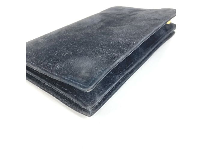 Borsa clutch vintage Hermès con pattina in blu navy - vista 5