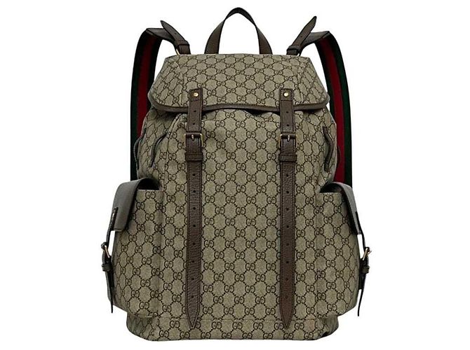 Zaino Gucci Beige Marrone GG Supreme - vista 2