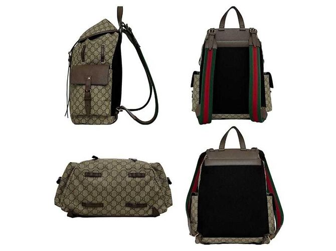 Zaino Gucci Beige Marrone GG Supreme - vista 3