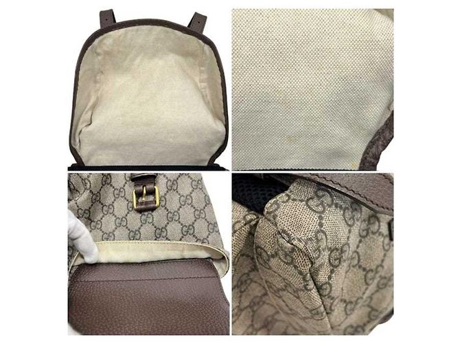 Zaino Gucci Beige Marrone GG Supreme - vista 8