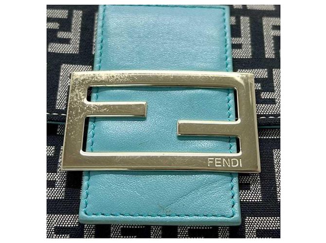 Fendi Zucchino Tri-Fold Geldbörse Schwarz Blau - Ansicht 10