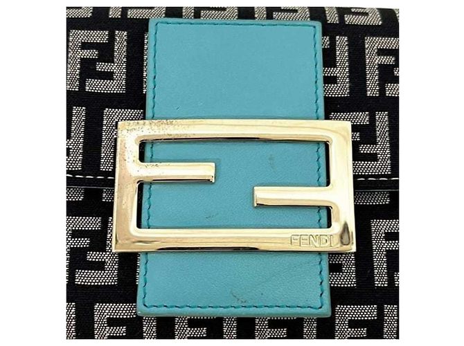 Fendi Zucchino Tri-Fold Geldbörse Schwarz Blau - Ansicht 11