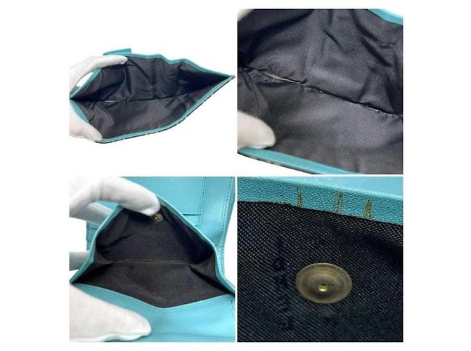 Fendi Zucchino Tri-Fold Geldbörse Schwarz Blau - Ansicht 4