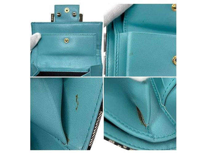 Fendi Zucchino Tri-Fold Geldbörse Schwarz Blau - Ansicht 6