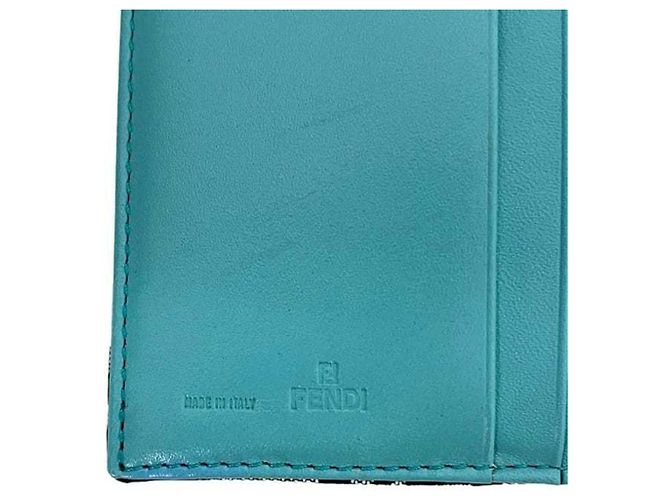 Fendi Zucchino Tri-Fold Geldbörse Schwarz Blau - Ansicht 7