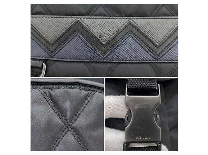 Prada Rucksack aus gestepptem Nylon und Leder Schwarz - Ansicht 11
