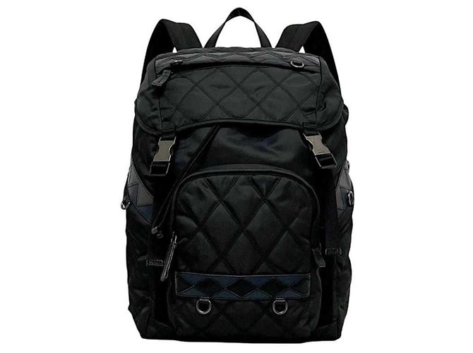 Prada Rucksack aus gestepptem Nylon und Leder Schwarz - Ansicht 2