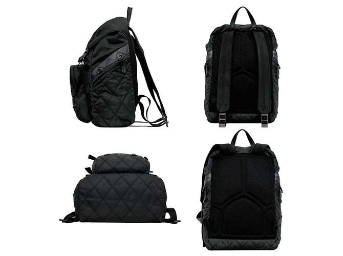 Prada Rucksack aus gestepptem Nylon und Leder Schwarz - Ansicht 3