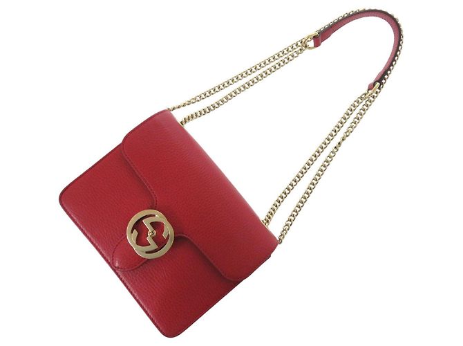 Borsa a Spalla Gucci Interlocking G Chain Rosso - vista 3