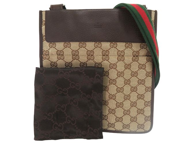 Borsa a tracolla in tela GG della linea Sherry di Gucci Marrone Rosso Verde - vista 2