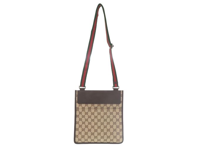 Borsa a tracolla in tela GG della linea Sherry di Gucci Marrone Rosso Verde - vista 5