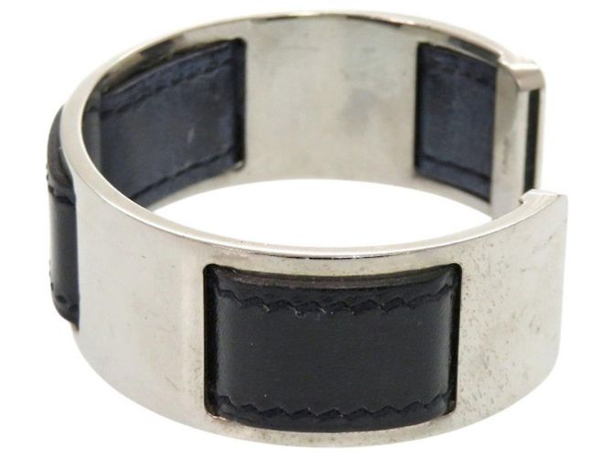 Bracciale in pelle e metallo nero e argento di Hermès - vista 2