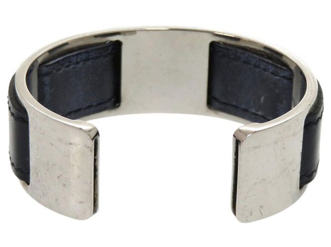 Bracciale in pelle e metallo nero e argento di Hermès - vista 3
