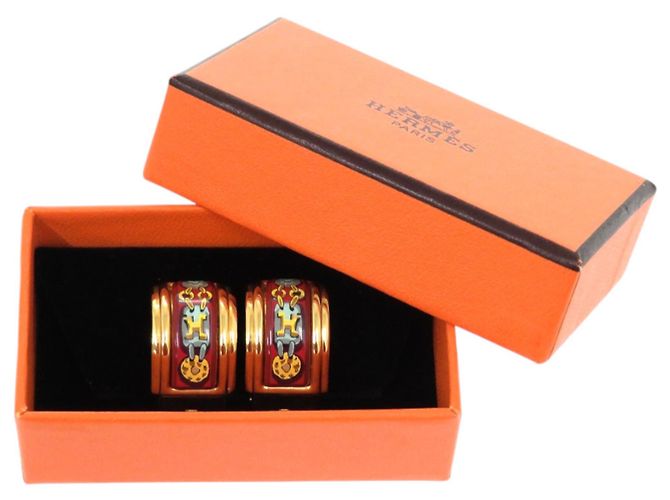 Pendientes de metal esmaltado Hermès Roja Azul Amarillo - vista 2