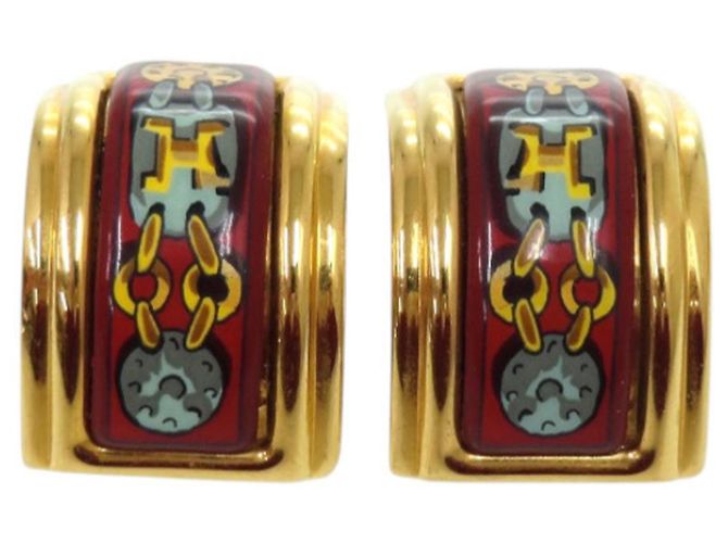Pendientes de metal esmaltado Hermès Roja Azul Amarillo - vista 3