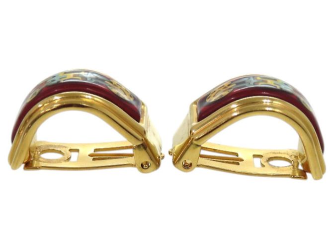 Pendientes de metal esmaltado Hermès Roja Azul Amarillo - vista 4