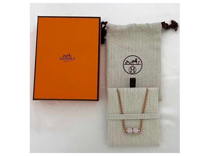 Collar Hermès Charnière PM en oro rosa y cuero Dorado - vista 10