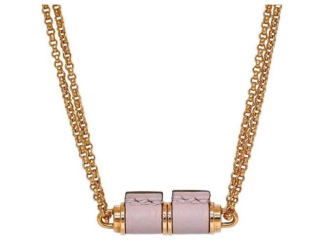 Collar Hermès Charnière PM en oro rosa y cuero Dorado - vista 2