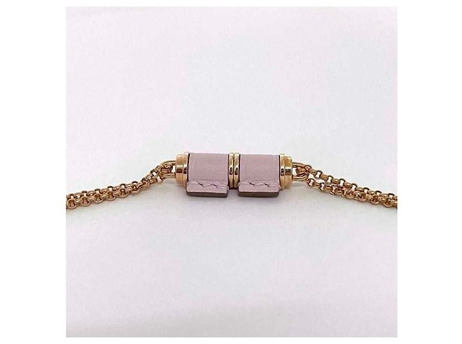 Collar Hermès Charnière PM en oro rosa y cuero Dorado - vista 4