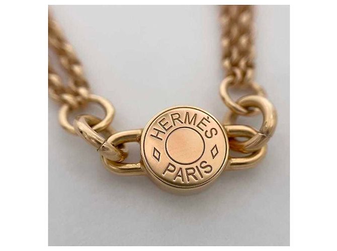 Collar Hermès Charnière PM en oro rosa y cuero Dorado - vista 7