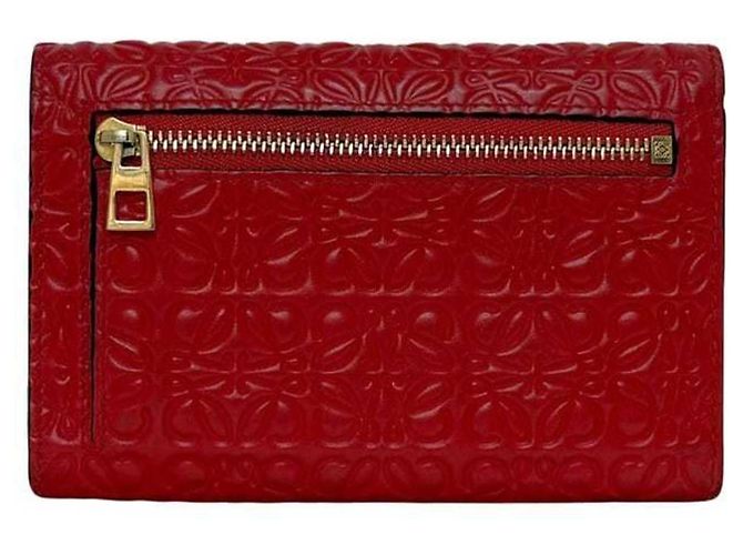Billetera Bifold Loewe Repeat en cuero rojo Roja - vista 3