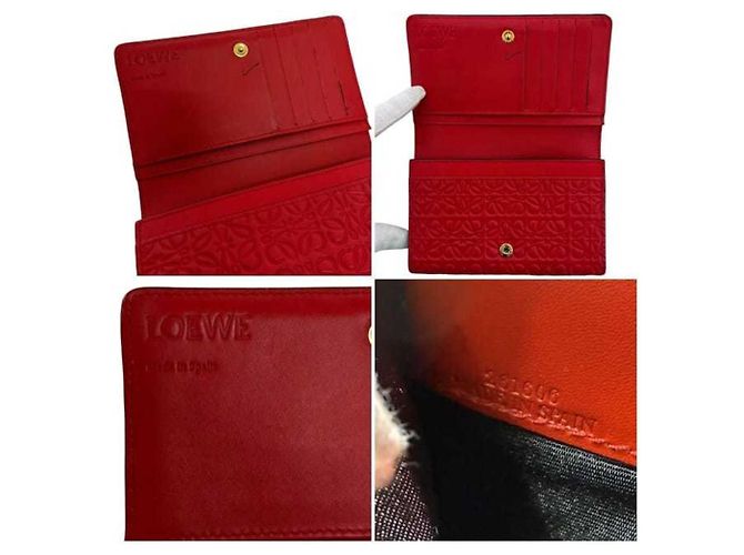 Billetera Bifold Loewe Repeat en cuero rojo Roja - vista 4