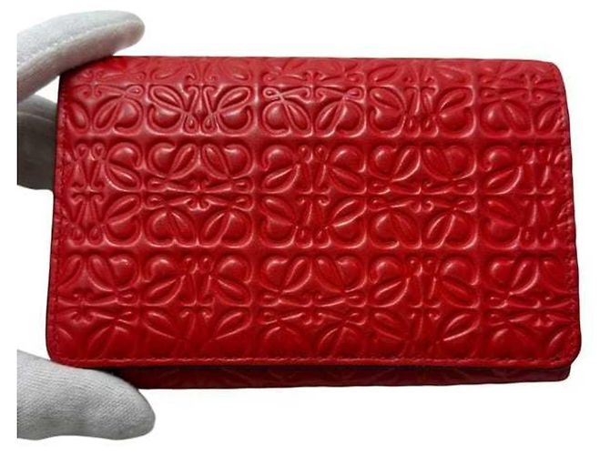 Billetera Bifold Loewe Repeat en cuero rojo Roja - vista 8