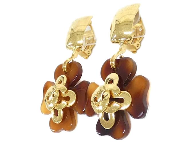 Orecchini Clip Chanel in Marrone e Oro D'oro - vista 2