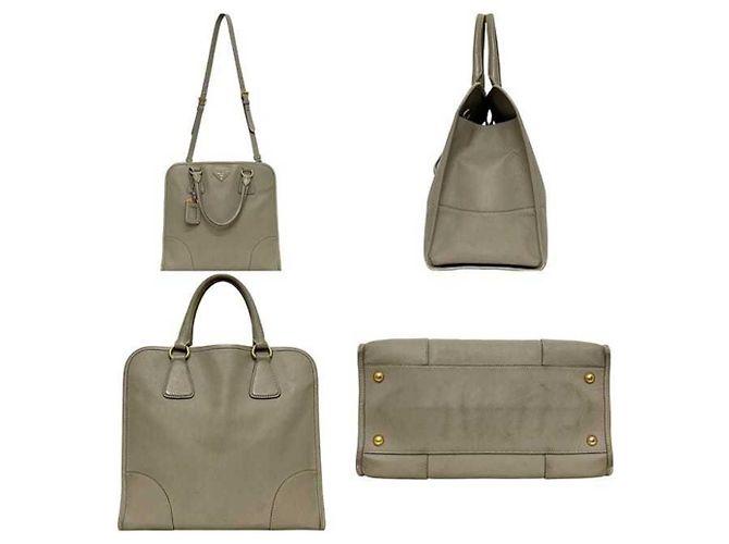 Borsa a mano 2 in 1 in pelle Saffiano beige di Prada - vista 3
