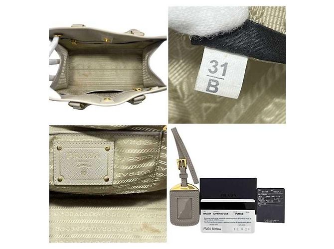 Borsa a mano 2 in 1 in pelle Saffiano beige di Prada - vista 4
