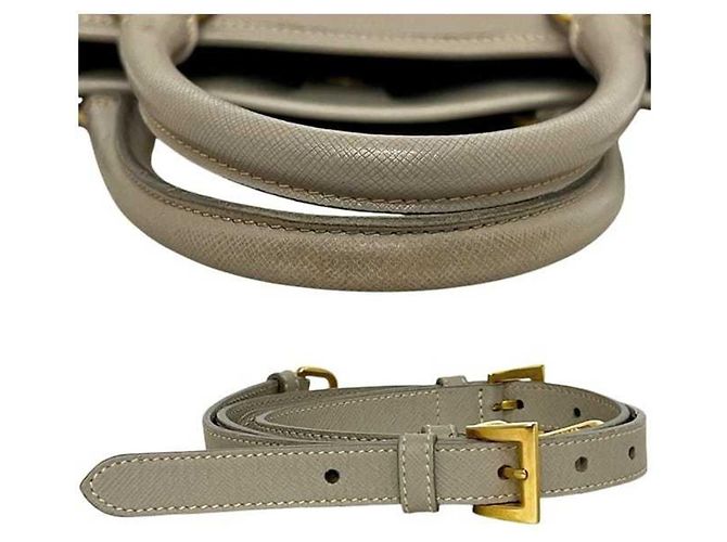 Borsa a mano 2 in 1 in pelle Saffiano beige di Prada - vista 6