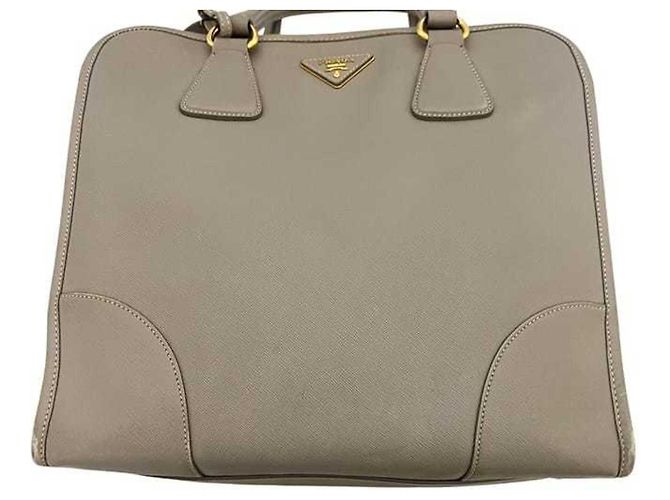 Borsa a mano 2 in 1 in pelle Saffiano beige di Prada - vista 8