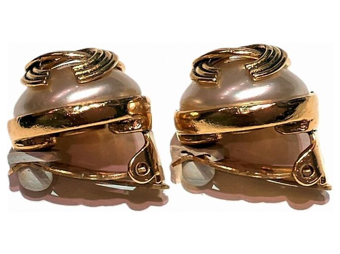 Orecchini a clip Chanel con perle e placcatura oro - vista 8