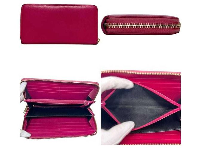 Cartera larga de cuero rosa Yves Saint Laurent - vista 3